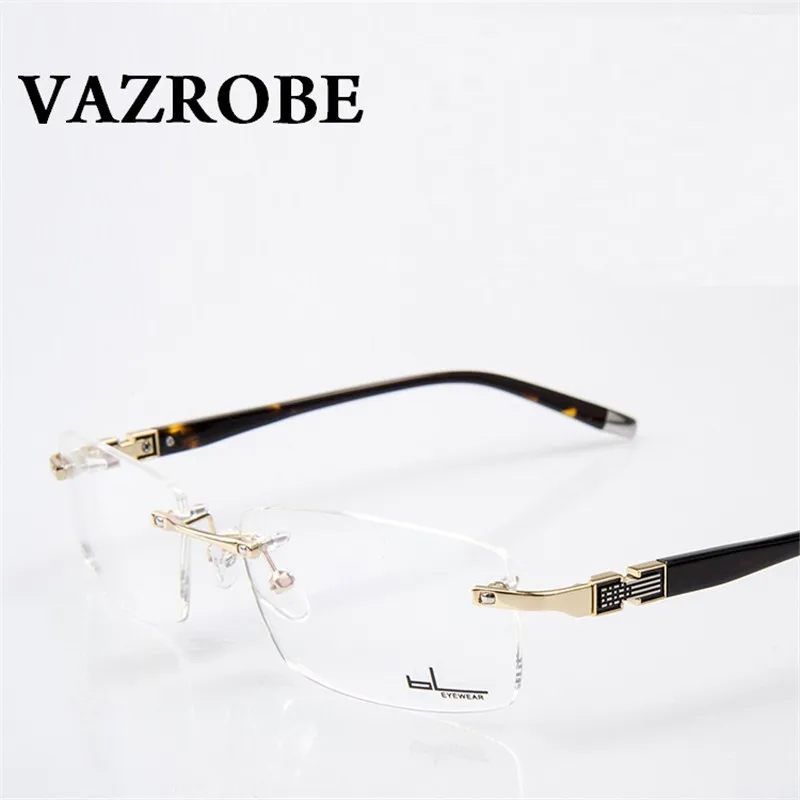 

Vazrobe Rimless Glasses Men Eyeglasses Frames for Man Gold Spectacles Prescription Myopia Diopter Lenses Eyeglass Frameless Man