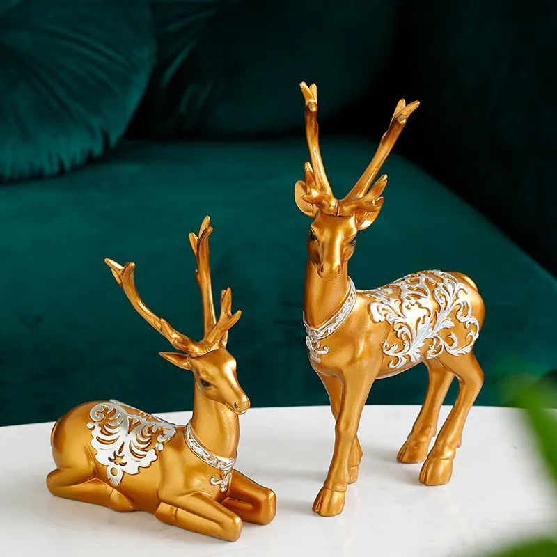 

Статуя Deers, скульптура, украшение из смолы, северный олень, Декор для дома в скандинавском стиле, статуи, искусственное Современное украшени...