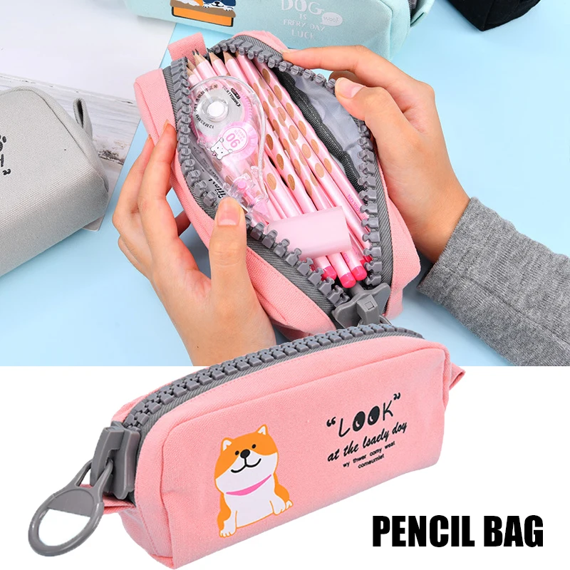 

Cute Cartoon Animal Pencil Case Canvas Big Zipper Design Large Capacity Waterproof Stationery Box Gifts for Boys Girls