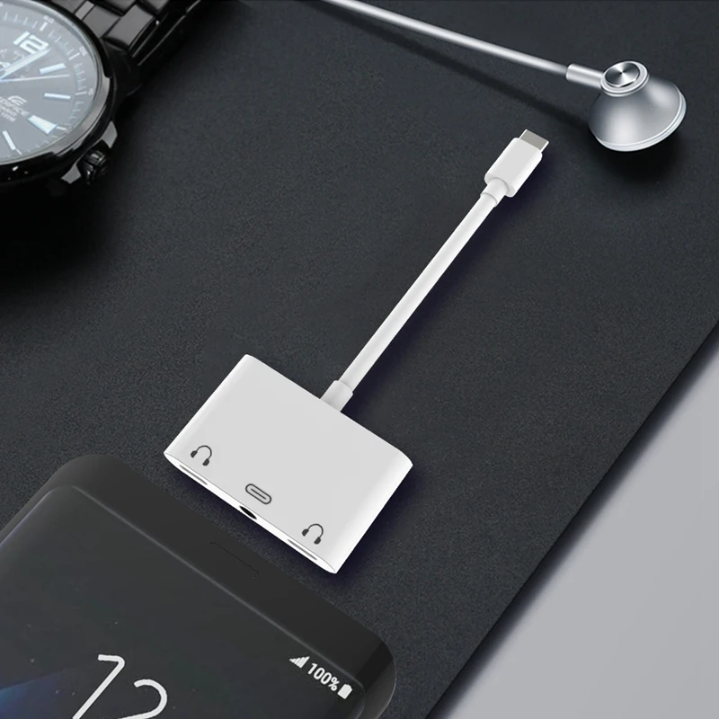 3 в 1 адаптер для быстрой зарядки гарнитуры type-C к Usb-C и двойной 5 мм Цифровой