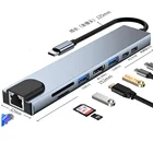 Концентратор USB C для Macbook Pro, концентратор дисплея типа C, HDMI, Кардридеры SD, RJ45, 3,5 мм, 8 в 1, док-станция адаптера для Huawei, Samsung, xiaomi, vivo