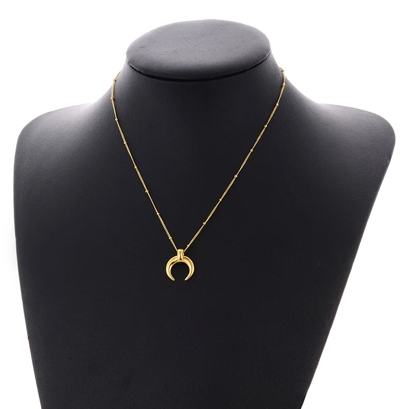 

Dorado 2020 New Fashion Real 925 Sterling Silver Horn Necklace Crescent Moon Pendants For Women Femme Gift