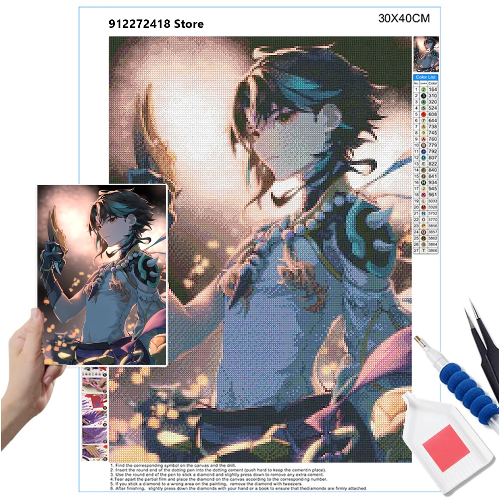 Алмазная живопись 5d сделай сам игра Genshin Impact мужские персонажи Elf Xiao аниме постер
