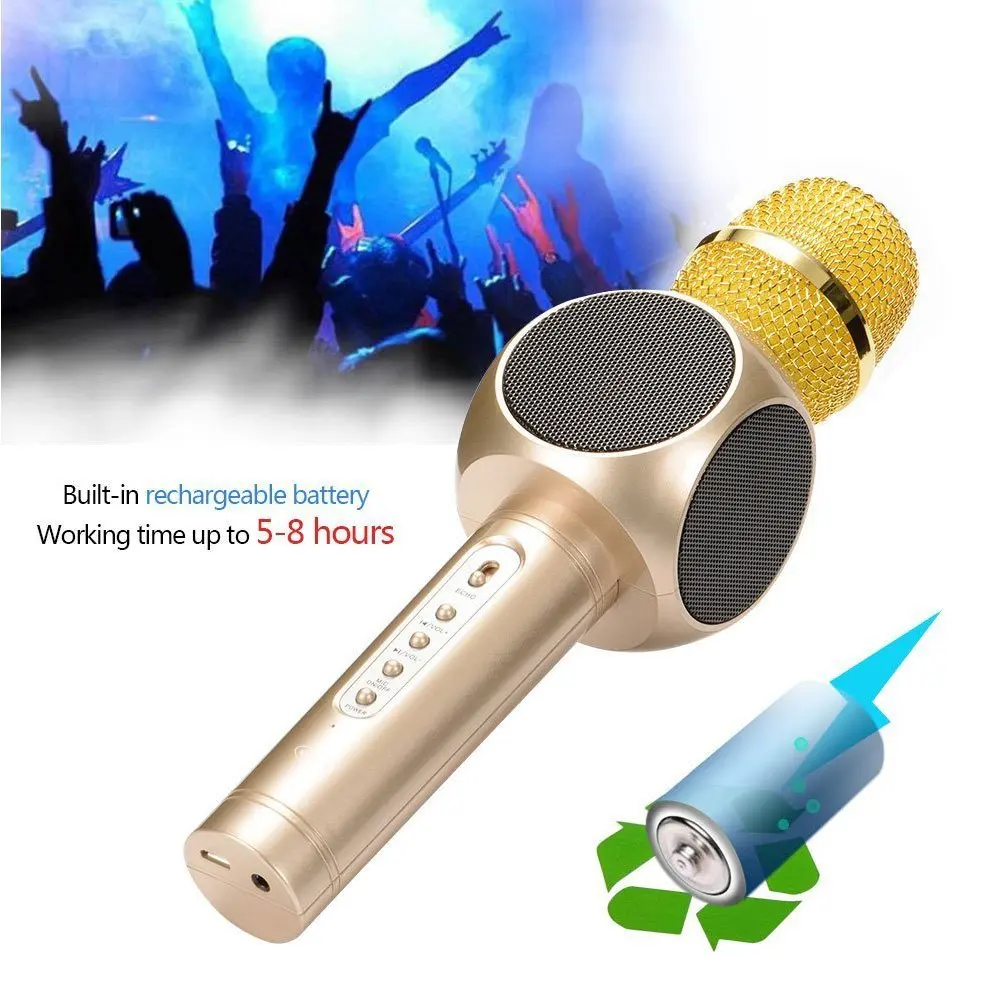 E103 караоке микрофон Bluetooth беспроводной микрофон KTV музыкальный плеер динамик портативный караоке машина Microfono для смартфона