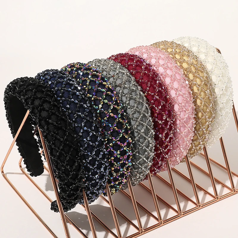 

Модные Ободки с кристаллами для женщин, блестящие мягкие стразы, ободки для волос, уплотненный ободок, обруч для волос, аксессуары для волос,...