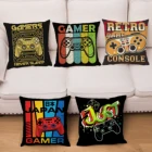 Модная наволочка с принтом для геймпада, квадратная наволочка с мультяшными буквами, чехлы из мягкого полиэстера для подушек, дивана, автомобиля, украшение для дома