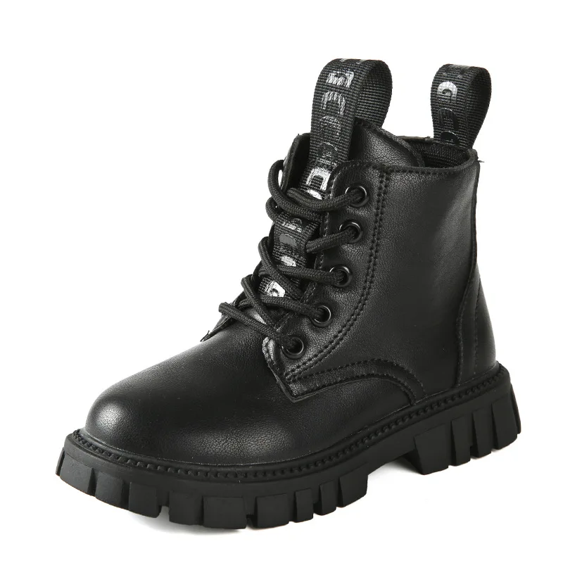 

COZULMA Autumn Kids Girls Lace-Up Ankle Boots High Shoes For Children Boys Side Zip Fashion Martin Boots Size 26-36