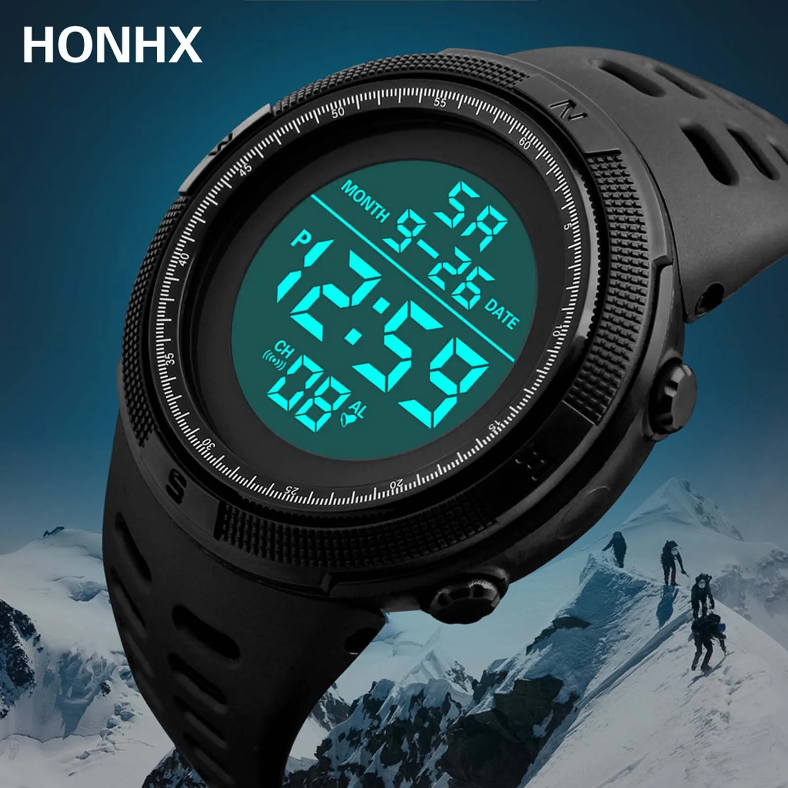 Часы наручные мужские цифровые водонепроницаемые многофункциональные