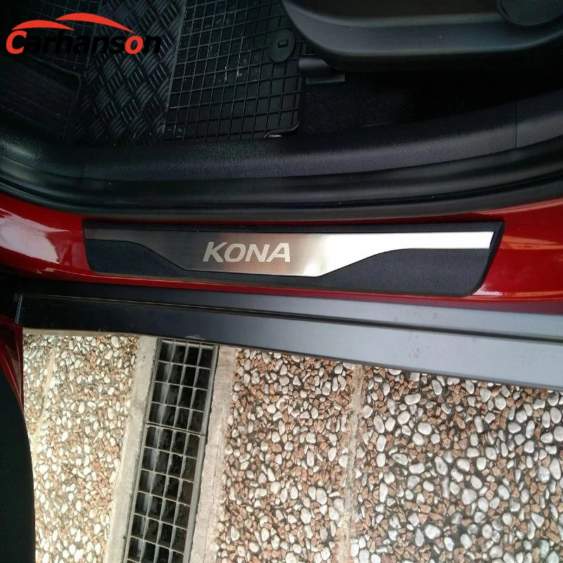 Аксессуары для автостайлинга hyundai Kona, накладки на пороги из нержавеющей стали, накладки на педали автомобиля