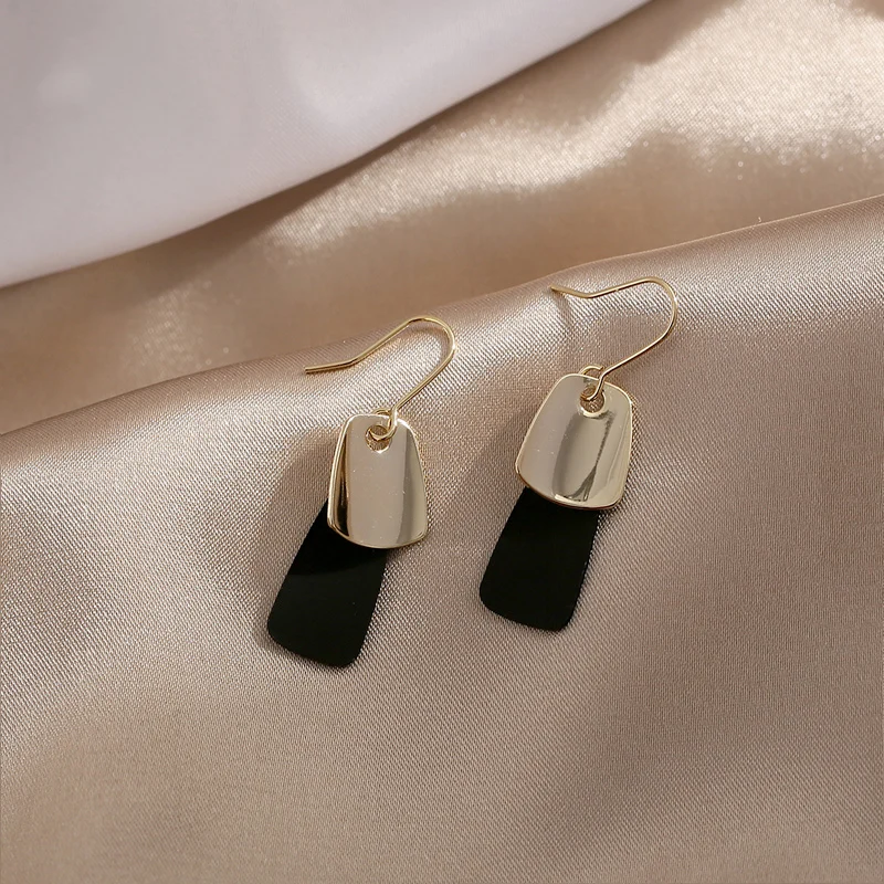 Модный простой дизайн двойной цвет геометрический крючок серьги роскошный