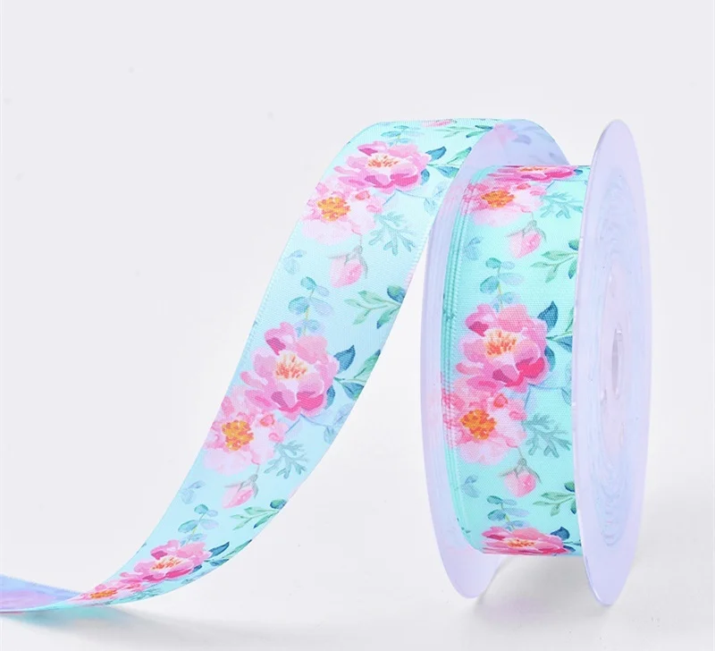 Лента для волос 25 мм 5 ярдов одежда с цветами полиэстер | Дом и сад