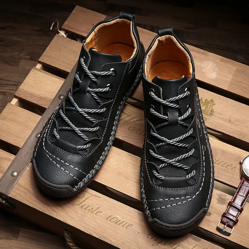 

New Men's Casual Shoes Breathable Leather Shoes Men's Classic Men Handmade Men Footwear Big Size Mocassin 38-48