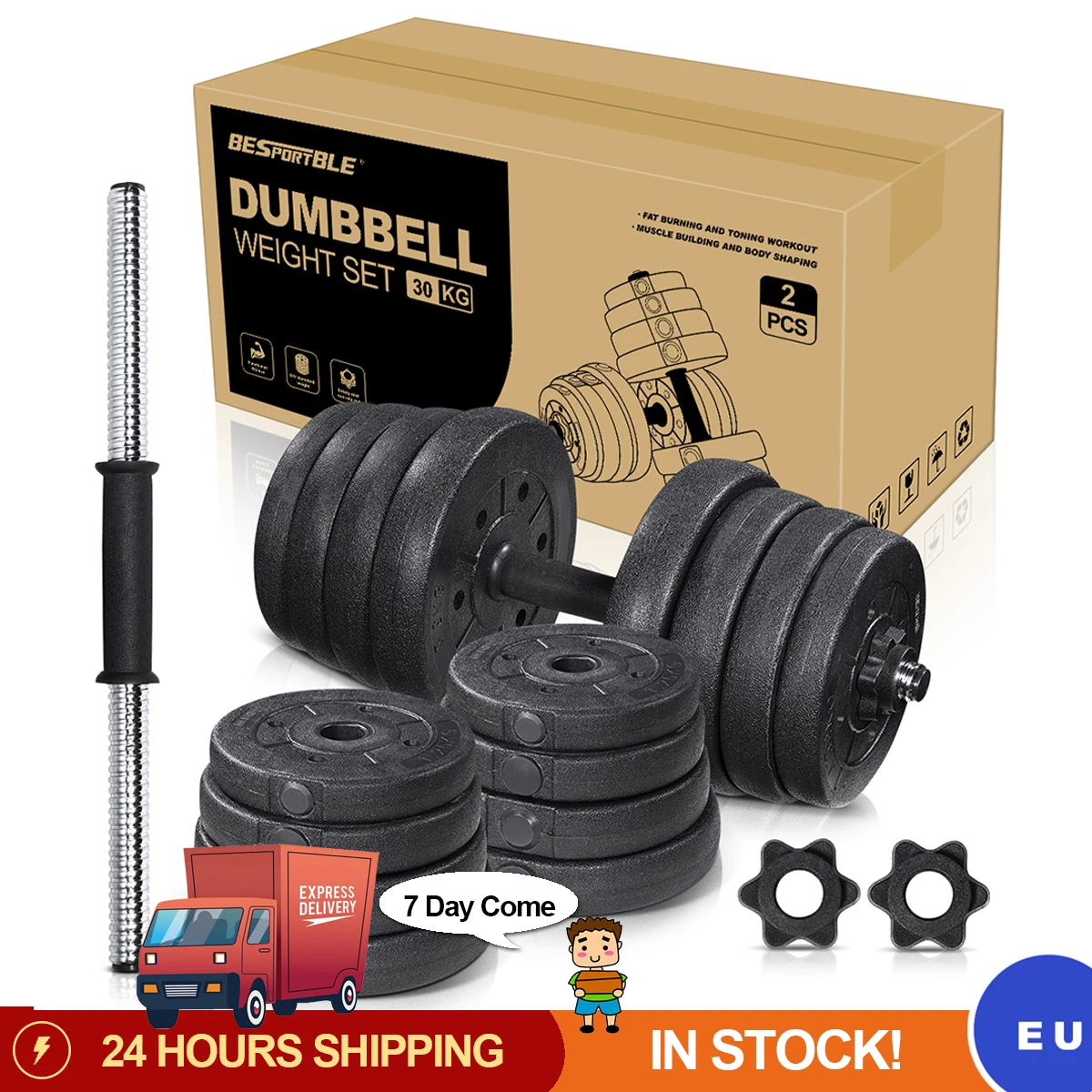 

30KG Weight Dumbbell Set Fitness Dumbbells Desmontable Arm Muscle Trainer Ejercicio doméstico para entrenamiento corporal