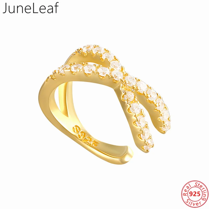 

JuneLeaf Simple Cross Ear Clip Earrings For Women Genuine 925 Sterling Silver Pave Zircon No Pierced Ears Charm Girl Jewelry