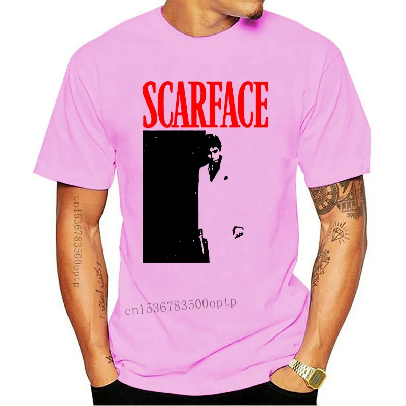 

New SCARFACE Men Short Sleeve T-Shirt WHITE BLACK AND RED
