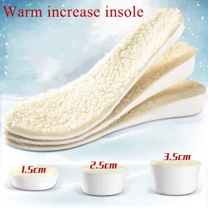 Warmth Lamb Wool Insole Height Increasing Pad Men Women 1.5cm/2.5cm/3.5cm Height Lift Free To Cut Un