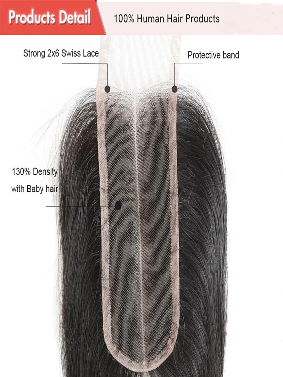 

Wome Brazilian Hair Straight Wave 3 Bundles With Closure Human Hair Bundles With 6x2 Closure Lace Closure Remy Human Hair Extens