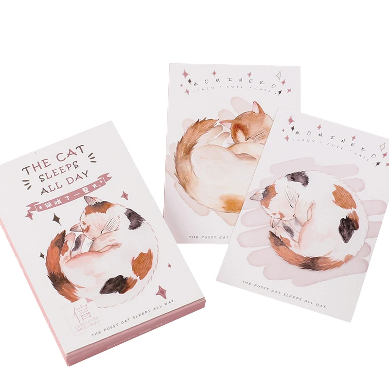 30 шт./лот мультяшная кавайная Толстая кошка открытка Мини открытки Кот спит весь