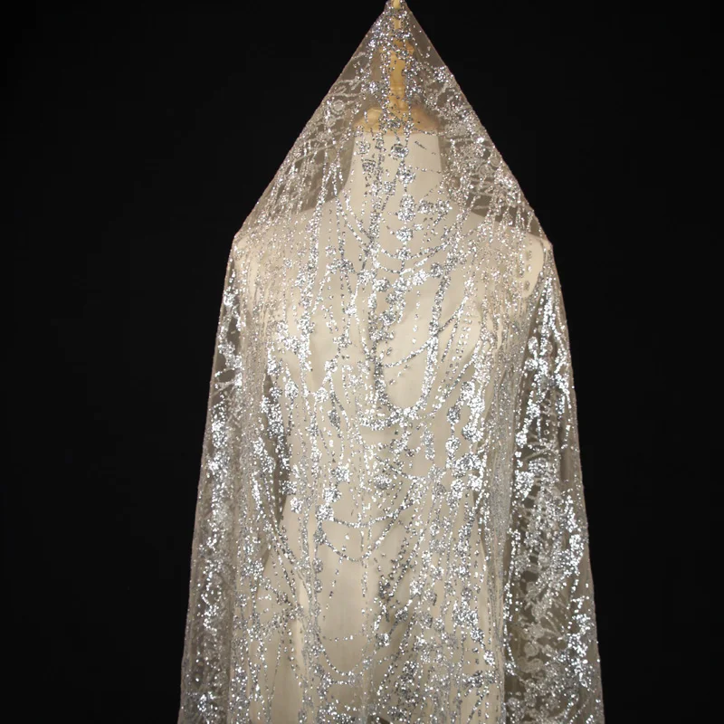 Зеркальная Серебристая блестящая сетчатая ткань 1 м/лот свадебный дизайн фоновая