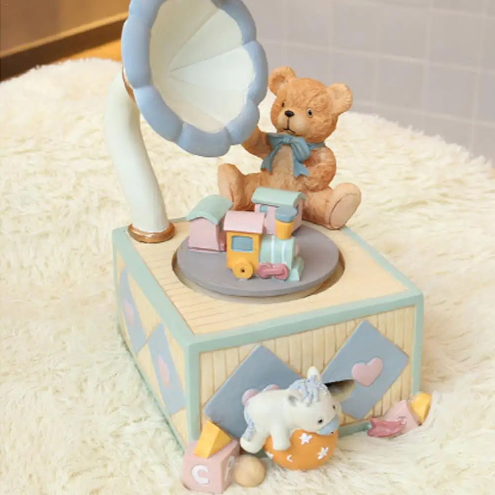 

Gramophone Bear Music Box Rotating Cute Cartoon Music Box Student Gift Decoration Christmas Best Birthday Gift For Girl Girlfrie