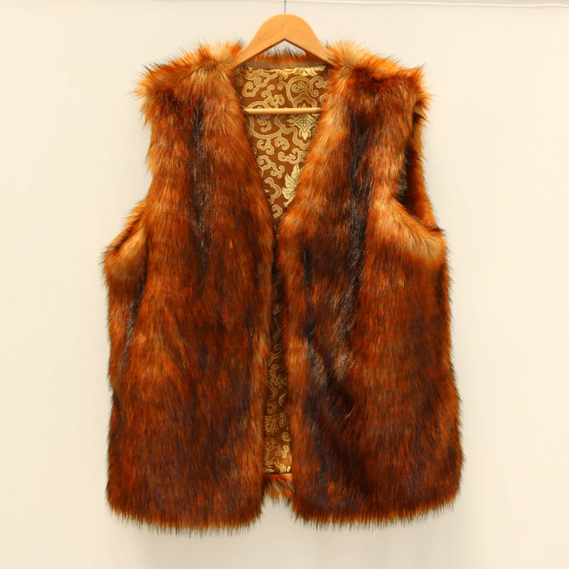 Мужской меховой жилет из меха енота Шелковый наряд с толстой теплой шалью
