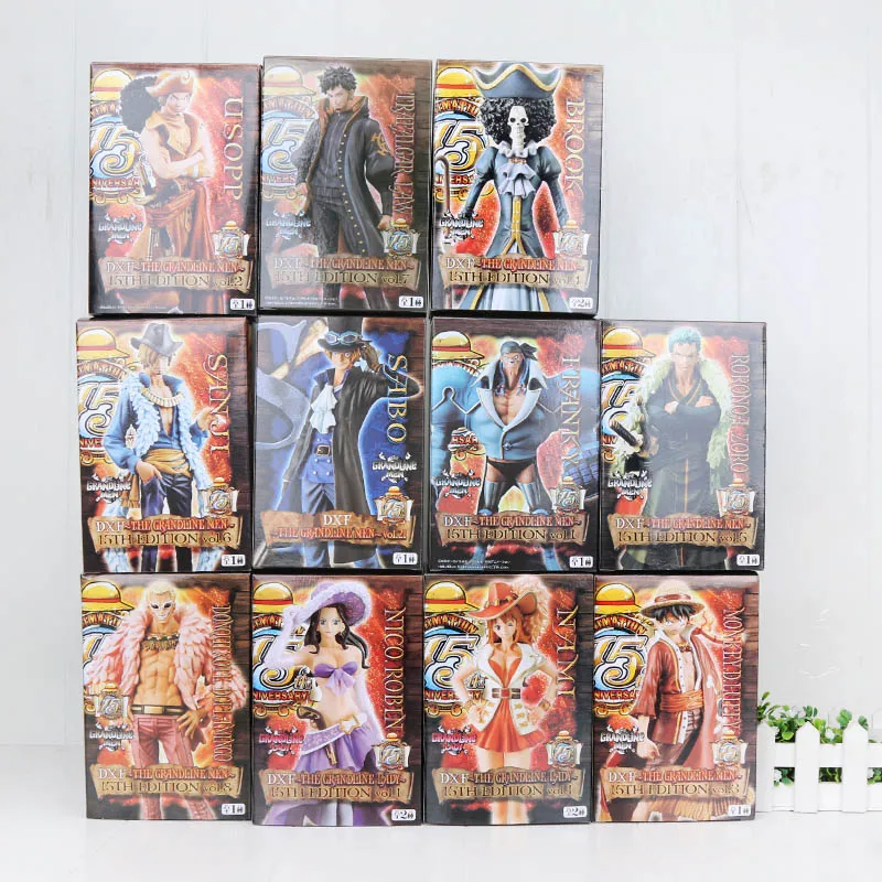 Аниме One Piece Nami Luffy Sanji Zoro Brook Usopp Chopper Franky 15 я годовщина Ver. ПВХ экшн фигурки