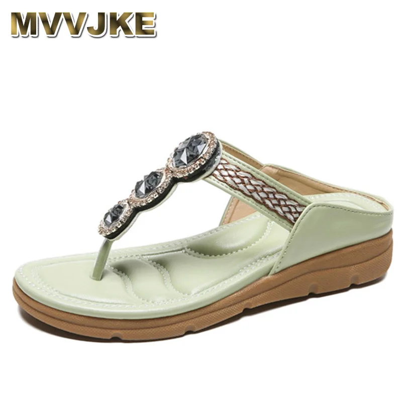 

MVVJKE Bohemian Women's Sandals Summer Shoes For Women Flat Shoes Rhinestone Comfort Sandals 2021 New Flip Flops Fashion Female