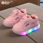 Детские туфли со светодиодной подсветкой, Нескользящие светящиеся кроссовки для мальчиков и девочек, размеры 21-30