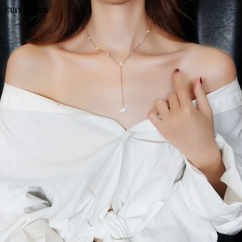 Crystal Pendant Necklaces For Women Girls Chokers Accessories 2021 Jewelry Fashion Collar Long Gold Link Necklace Chain | Украшения и