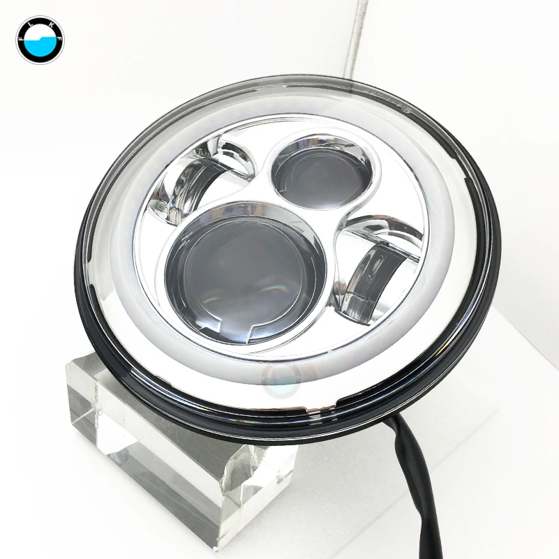 7-дюймовый 60 W DOT SAE E9 мотоцикл фары с углом глаза светодиодные фары 7 дюймов корпус лопасти отделка кольцо