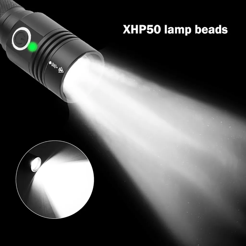 Aluminum Alloy XHP50 LED Flashlight 4 Modes Outdoor Torch Charge display Taschenlampe Jagdlampe Camping Lampe 1x18650 Battery | Лампы и