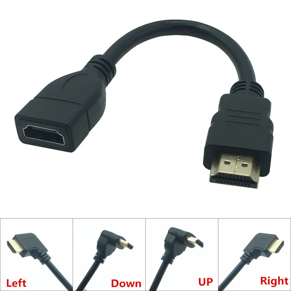 

HDMI-compatible Cable M/F HDTV Male to Female 90 Degree Right Angled 1.4v HD Extended Cable for HD TV LCD Laptop PS3 Projector