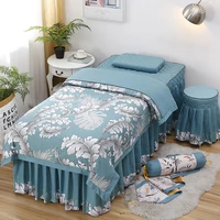 vintage floral printing beauty salon 4 pcs bedding set bed cover mattres bedspread massage spa pillowcase stoolcover duvet cover