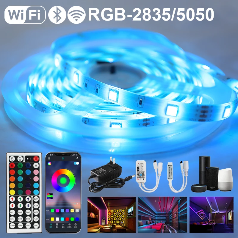 

Led Strip Lights RGB Flexible Adapter 12V Lighting Neon Tape Lamp Waterproof With Remote For Room LED5050/2835 Led Ribbon Strips