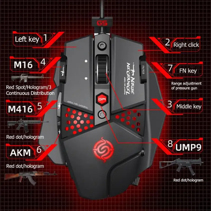 K-Snake G9 игровая мышь 8 кнопок RGB подсветка проводные мыши для PUBG PC Gamer