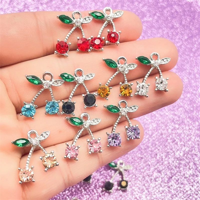 Модные украшения из 10 штук/лота Милый подвесной вишневый плод с яркими фруктовыми украшениями для женщин Золотые серьги для изготовления своими руками.