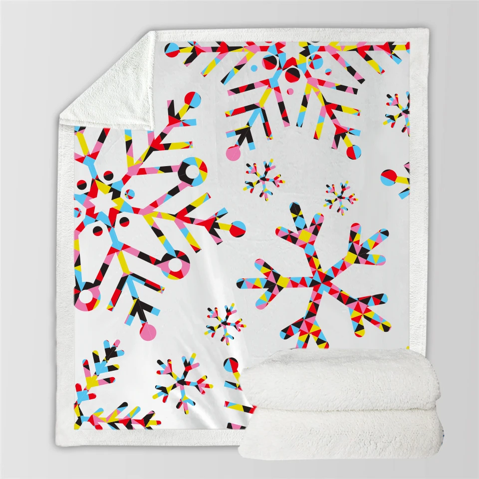 Праздничное рождественское одеяло с принтом мягкое удобное флисовое покрывало