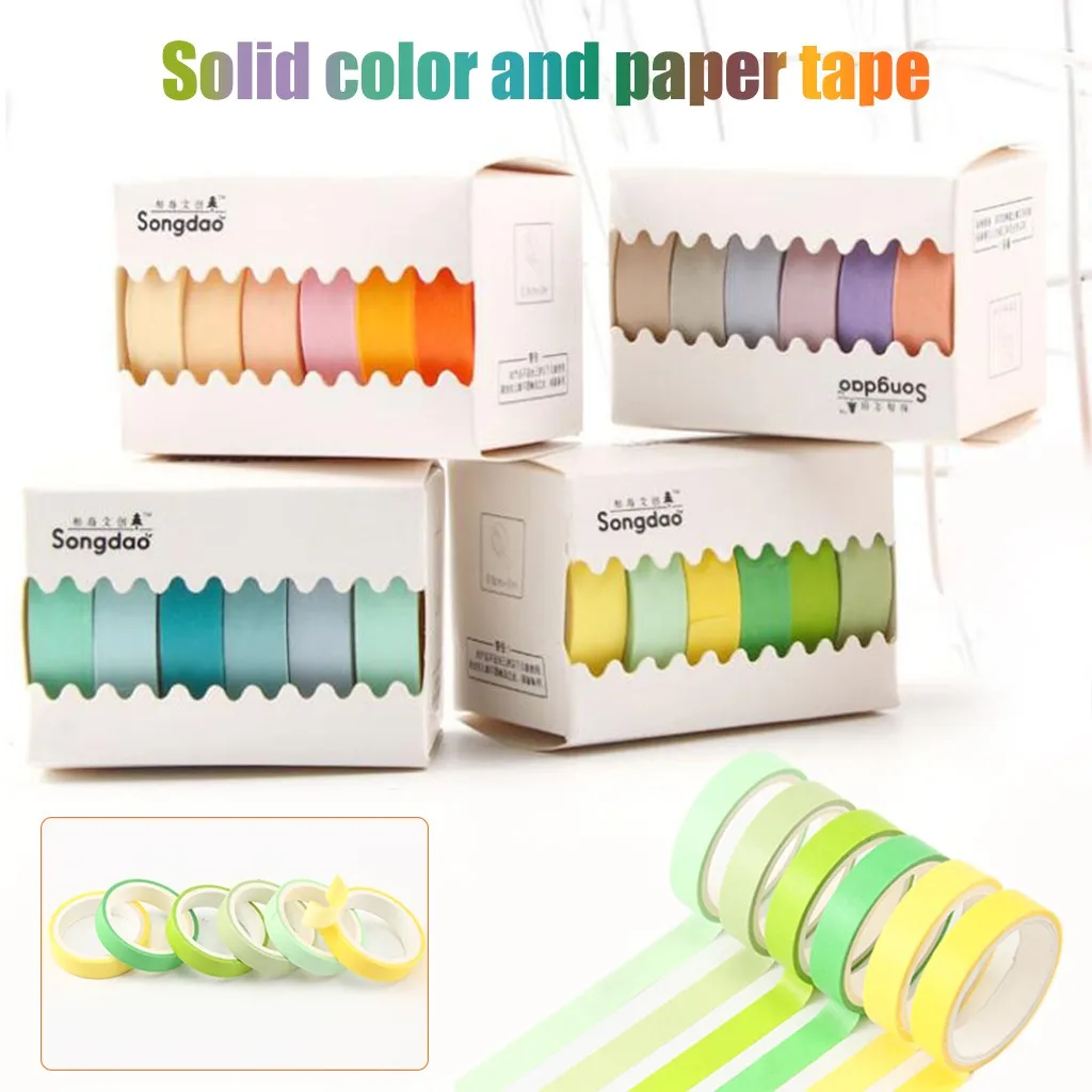 Чистый цвет tearable лента практичное Украшение DIY бумажная наклейка для