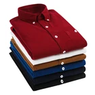 Вельветовая рубашка хорошего качества для мужчин, однотонная деловая Классическая рубашка с воротником на пуговицах, мужская приталенная рубашка с длинным рукавом CS280