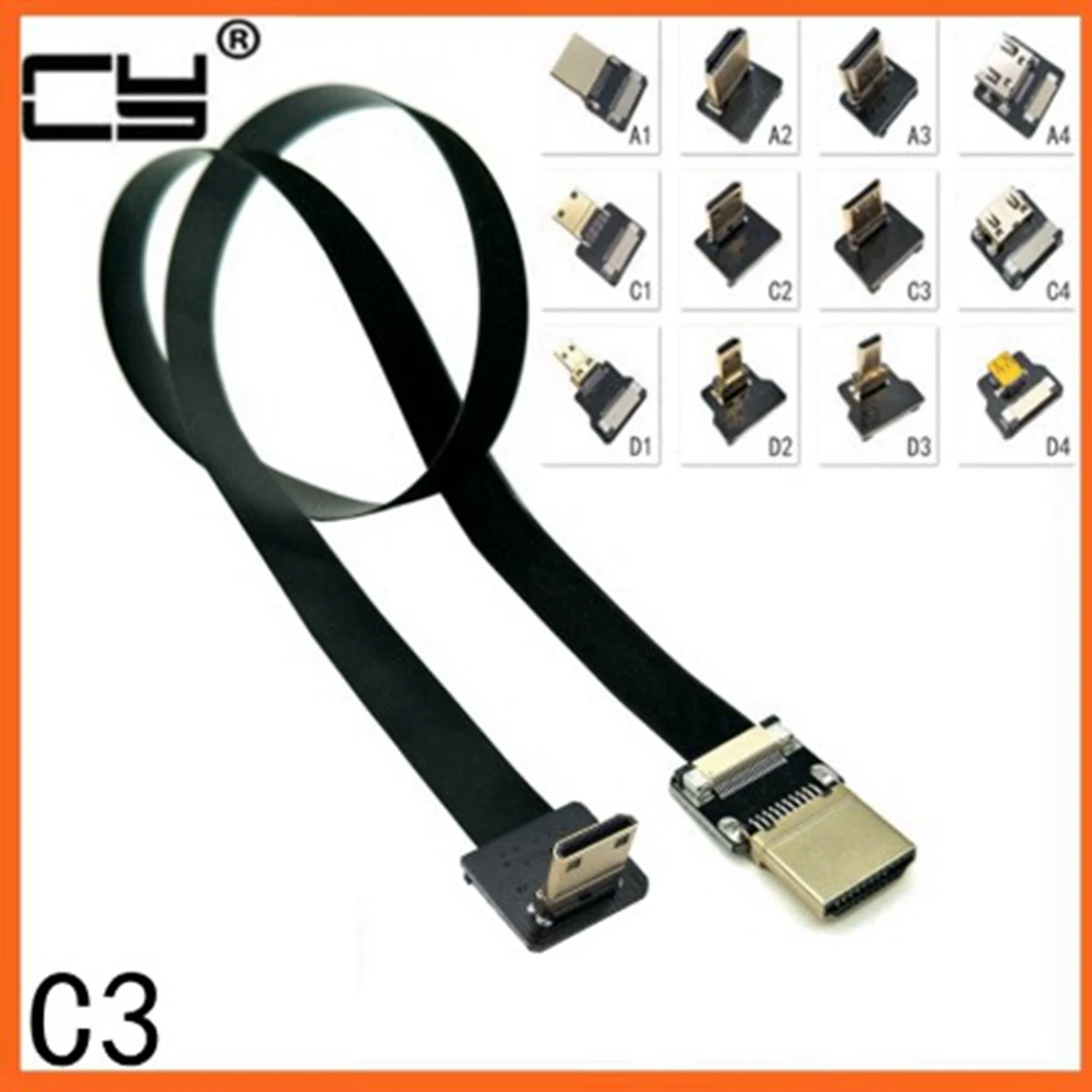FPV MINI и MICRO HDMI совместимый M/F адаптер 90 градусов FPC ленточный плоский кабель шаг 20