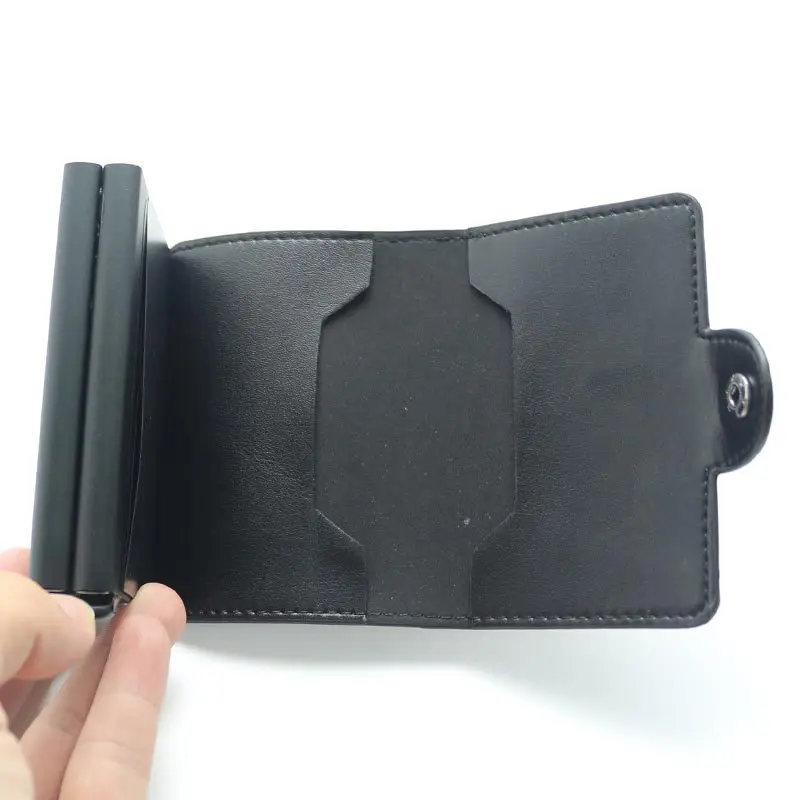 PU Автоматическая карта пакет RFID Экранирование Противоугонный кошелек из алюминиевого сплава большой емкости мульти-карты пакет ZF10179