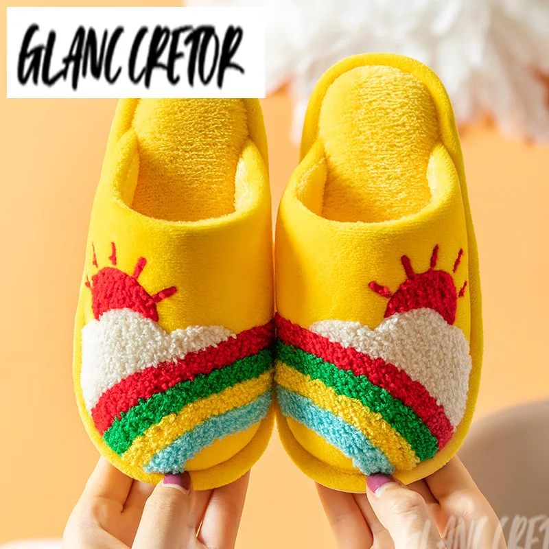 

Baby Girl Fur Slides Cotton Flip Flop New Warm House Children Slippers Winter Rainbow Kids Slippers For Grils Boys Indoor Shoes