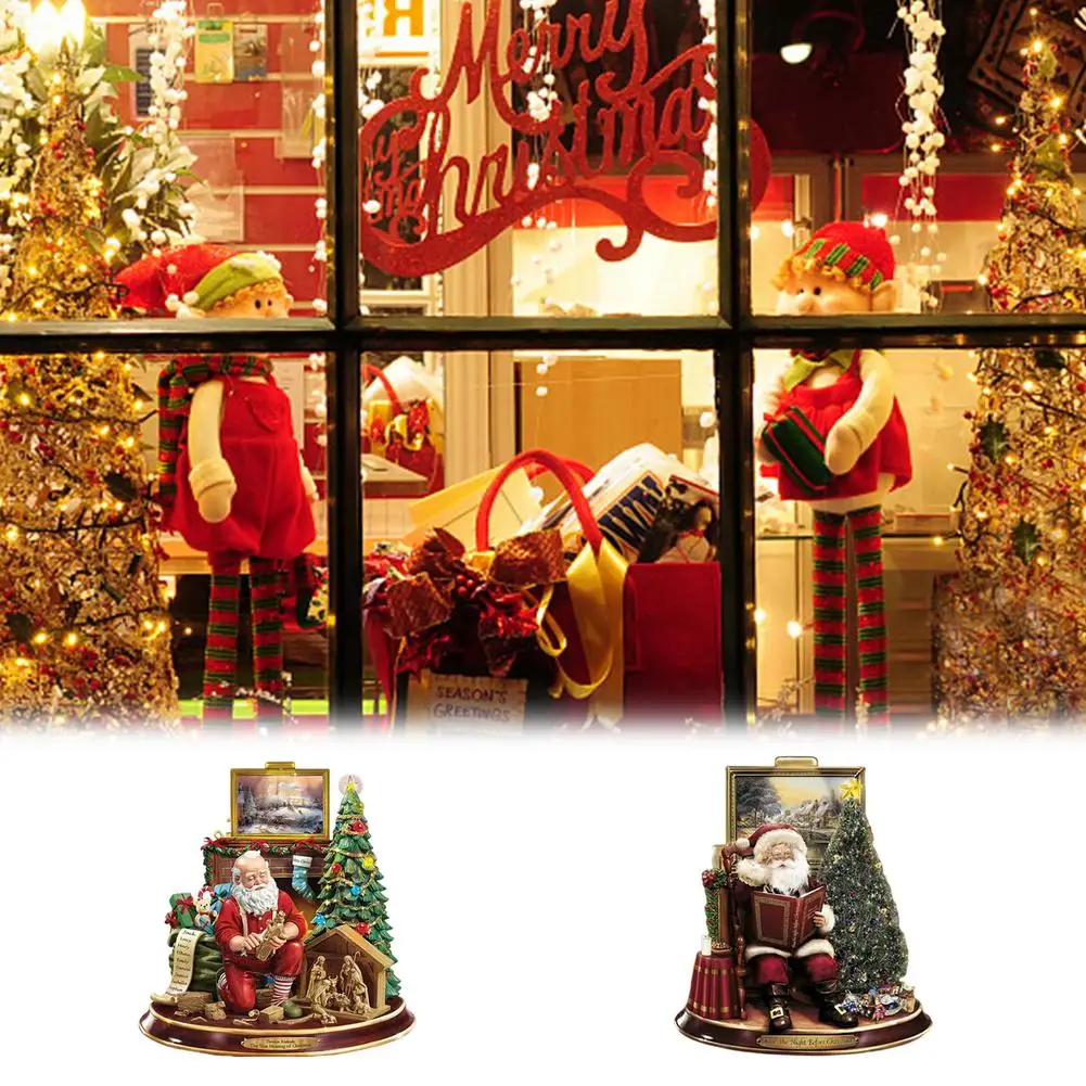 Рождественский Декор наклейка на окно стену в виде Санты рождественской елки для