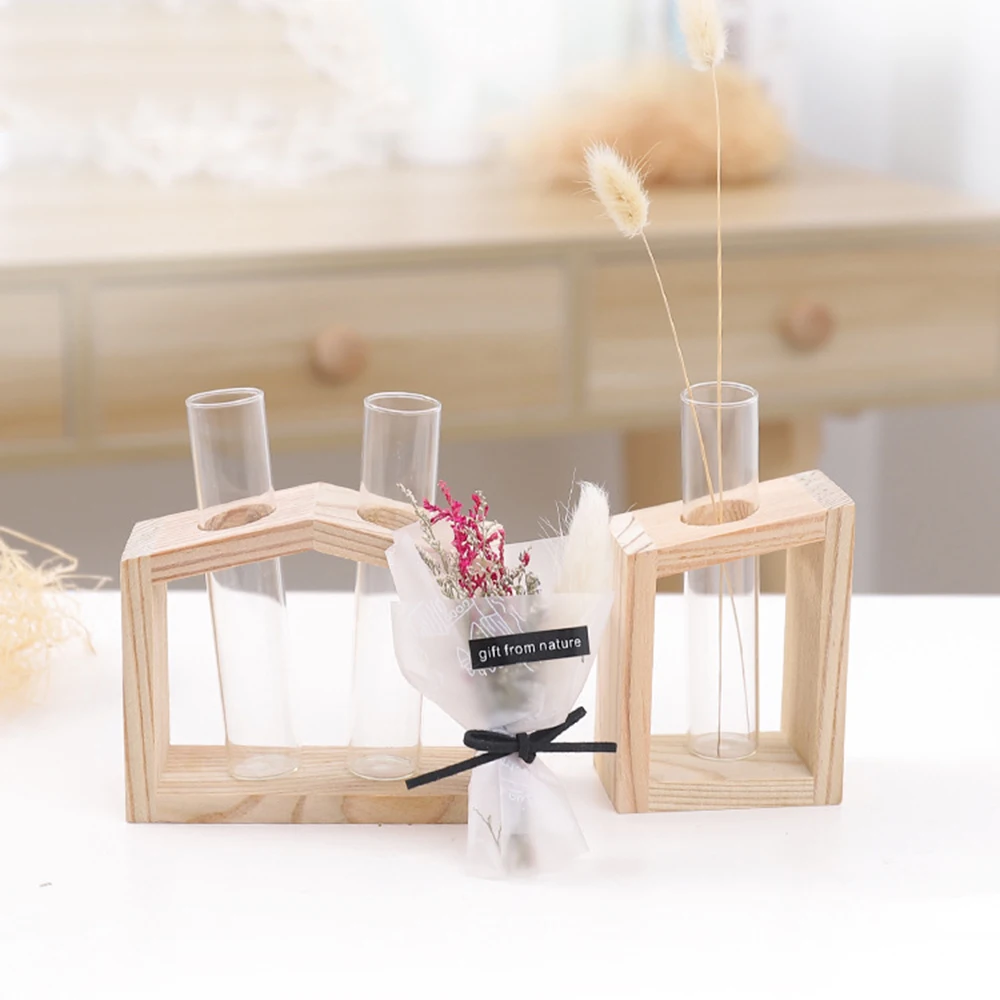 Простой Стильный Стеклянный пробирка ваза бревна рамка зеленый укроп