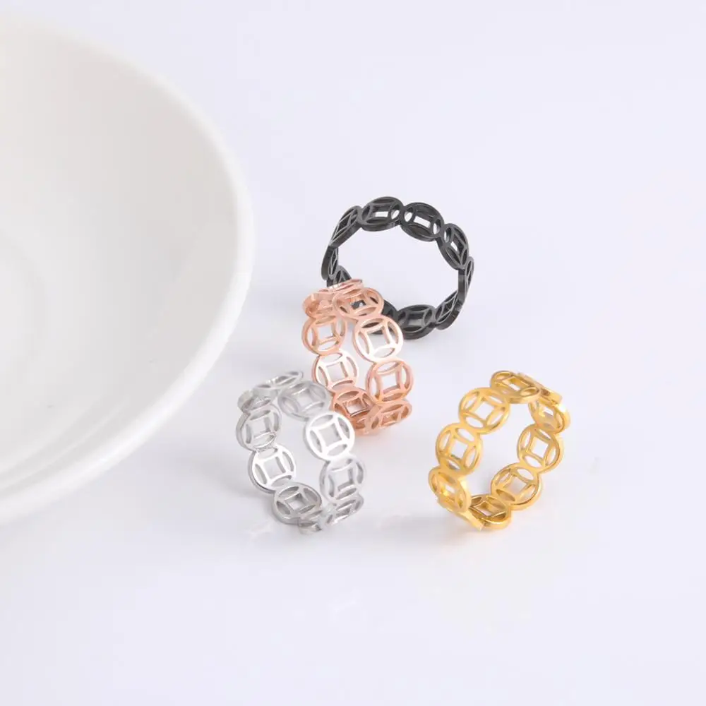 

Unift Classic Ancient Coin Rings For Women Men Stainless Steel Fashion Vintage Ring Party Couple Anniversary Jewelry