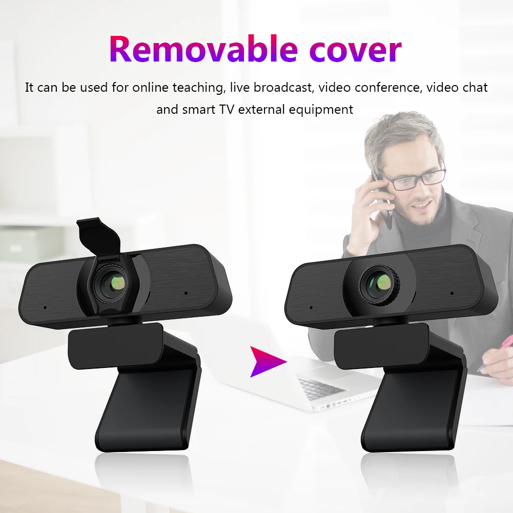 

2K HD Webcam with Mic USB Driver Free Plug N Play Web Camera for Smart TV PC Widescreen Video Work Home Accessories