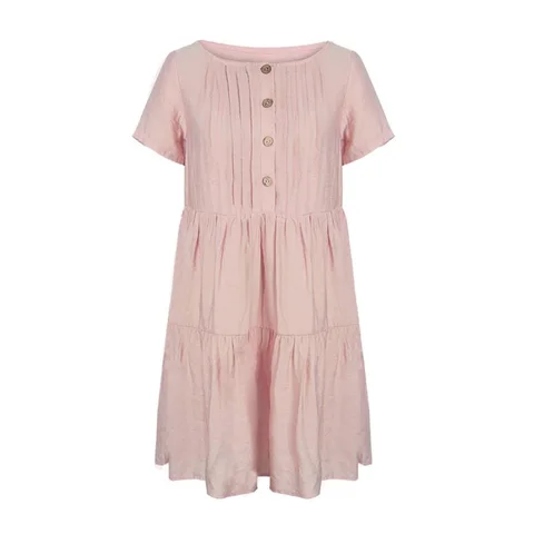 Женское мини-платье, летнее, свободное, розовое, ТРАПЕЦИЕВИДНОЕ, в стиле пэчворк, винтажное, повседневное, однотонное, 2021