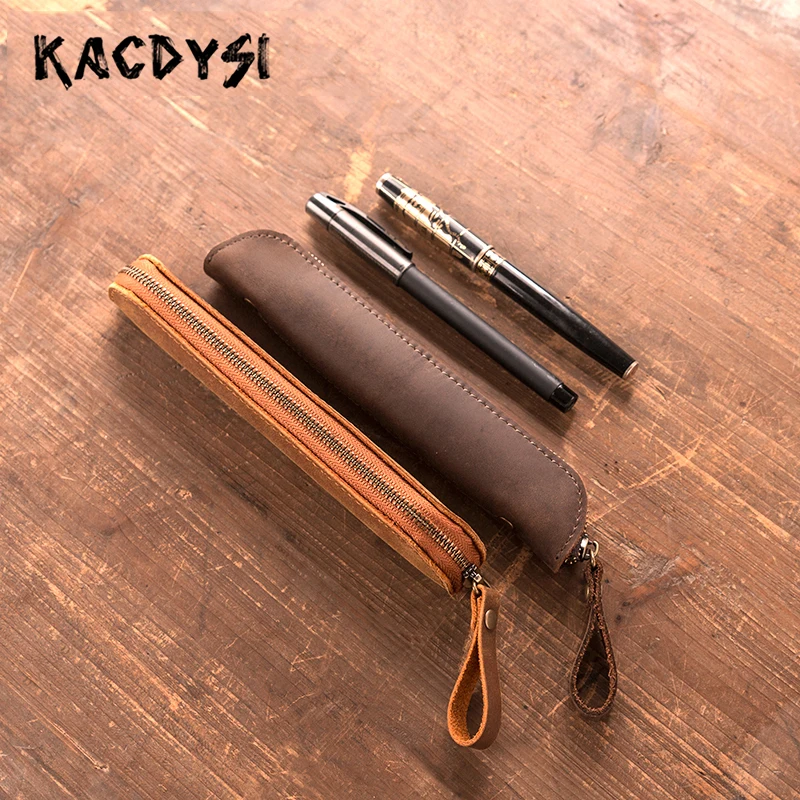 Натуральная кожа оригинал ручной работы ретро унисекс пенал для карандашей и