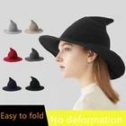 Шапка Хэллоуин с ведьмой, мужская и женская шерстяная вязаная шапка, модная однотонная шапка для девушки, подарки, праздничная шляпа, Волшебная шерстяная шляпа