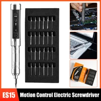 es15 mini precision cordless electric screwdriver smart motion control usb power screwdriver with 16pcs 4mm bit set led lights